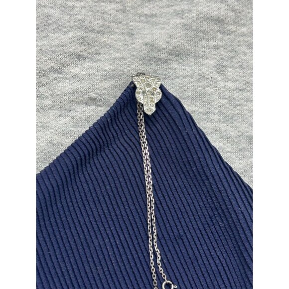 Vintage Women's Purse Clutch Metal Chain Navy Blue - Picture 2 of 5